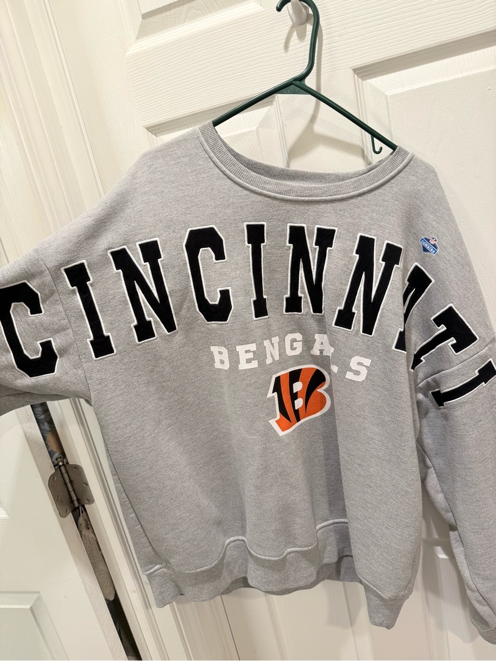 NFL Cincinnati Bengals Gray Crewneck Sweatshirt with Black and Orange Accents